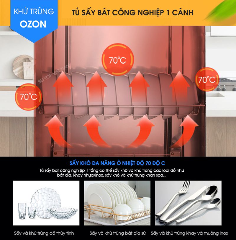 Tủ sấy bát công nghiệp 1 cánh kính