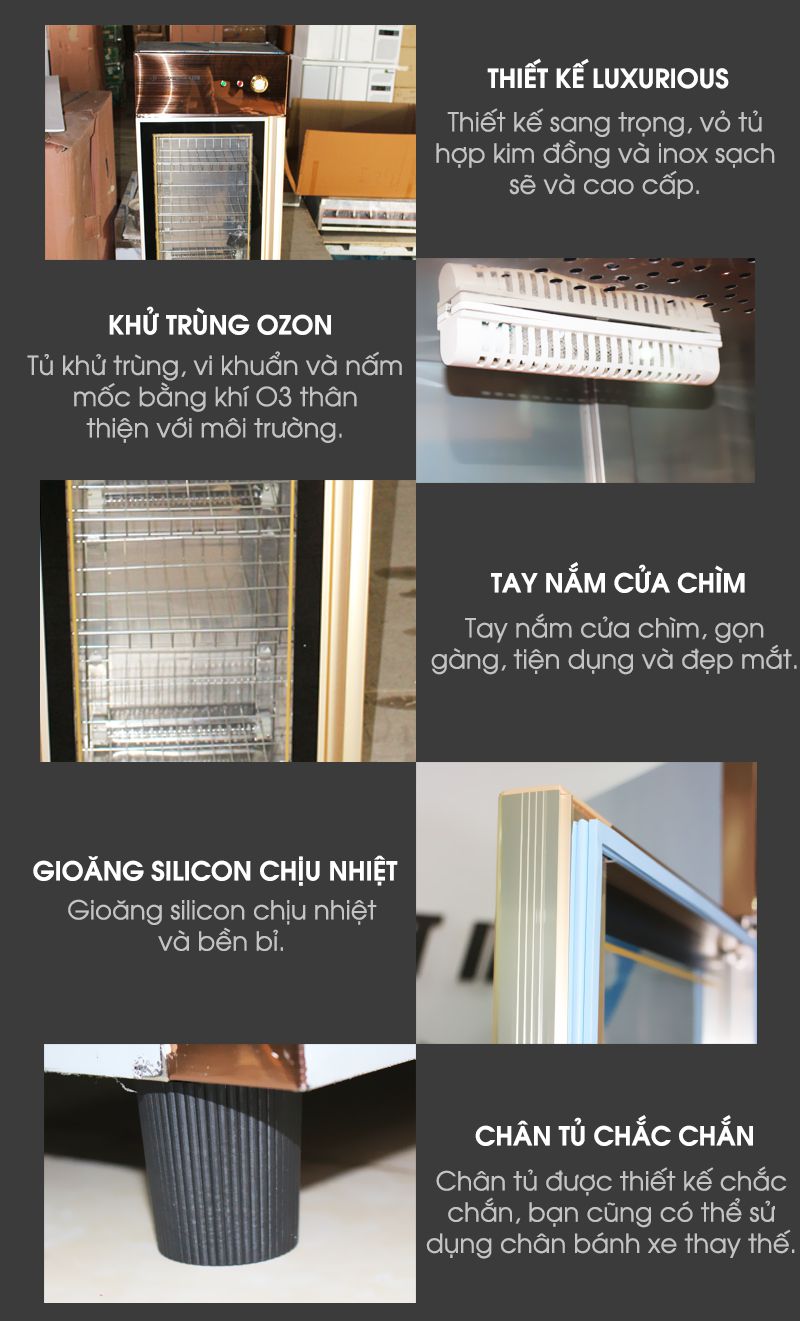 Một vài đặc điểm của tủ sấy bát 1 cánh kính.