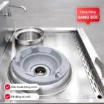 Bếp Á 1 họng kiềng gang có quạt thổi và bầu nước
