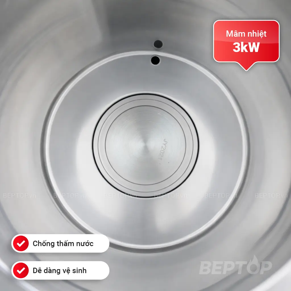 Mâm nhiệt nồi điện nấu phở 20L đế tròn BEPTOP công suất 3kW gia nhiệt đều giữ nhiệt ổn định cho nước dùng