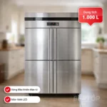 Tủ đông công nghiệp 4 cánh 1000L 1 chế độ inox BEPTOP cho bếp nhà hàng