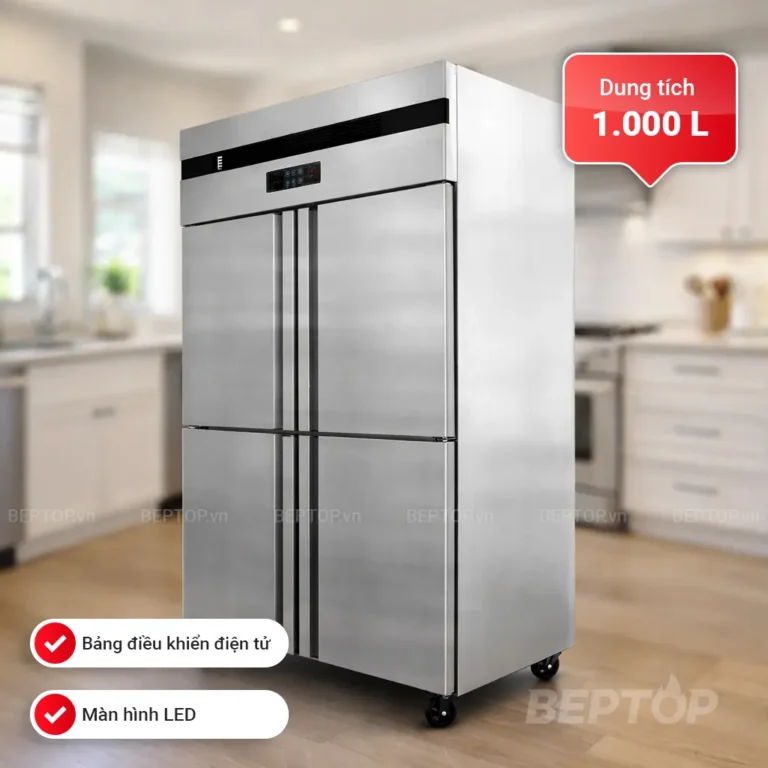 Tủ đông công nghiệp 4 cánh 1000L 2 chế độ BEPTOP