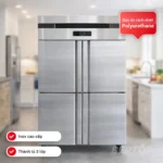 Tủ đông công nghiệp 4 cánh 1000L 2 chế độ BEPTOP với thiết kế inox 4 cánh chắc chắn