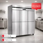 Tủ đông công nghiệp 6 cánh dung tích 1500L 1 chế độ BEPTOP thiết bị lưu trữ thực phẩm số lượng lớn cho bếp nhà hàng và bếp ăn tập thể vận hành liên tục